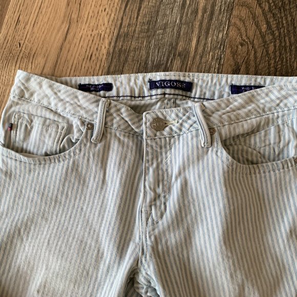 Vigoss Women's size 28W/29L Blue & White  "The Jagger" Skinny Striped Jeans - Picture 3 of 10